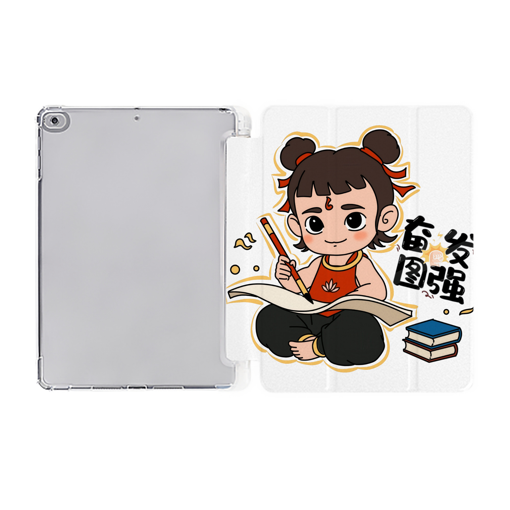 （画像用） Ne Zha 2 ナタ 魔童の大暴れ IPad ケース ペン収納付き 三つ折りスタンド PUレザー×シリコン 対応機種9.5/10.5/10.9インチ
